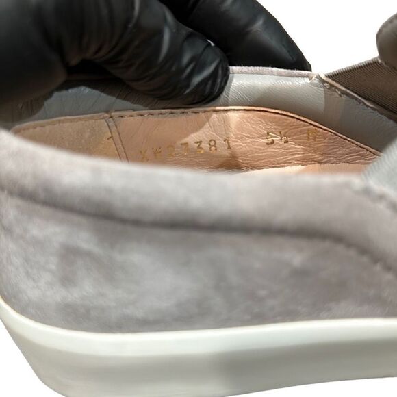 STUART WEITZMAN Jewel Crystal Embellished Gray Suede Leather Slip On Sneakers Sh - Picture 7 of 8